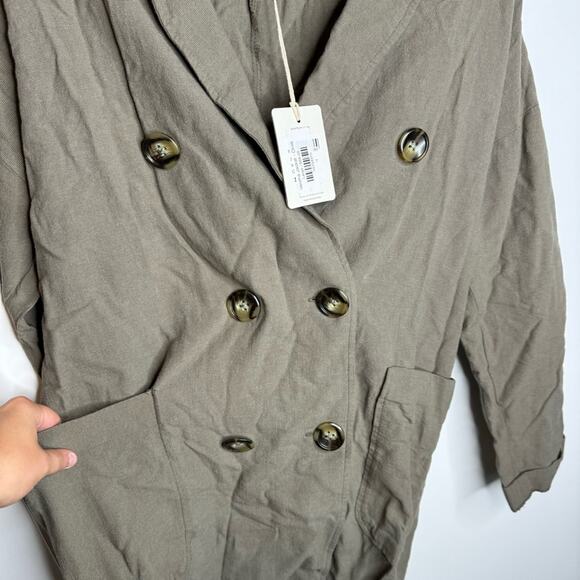 NWT Rhythm Verona Jacket Olive Cotton Linen Blend Size Small - Picture 6 of 8
